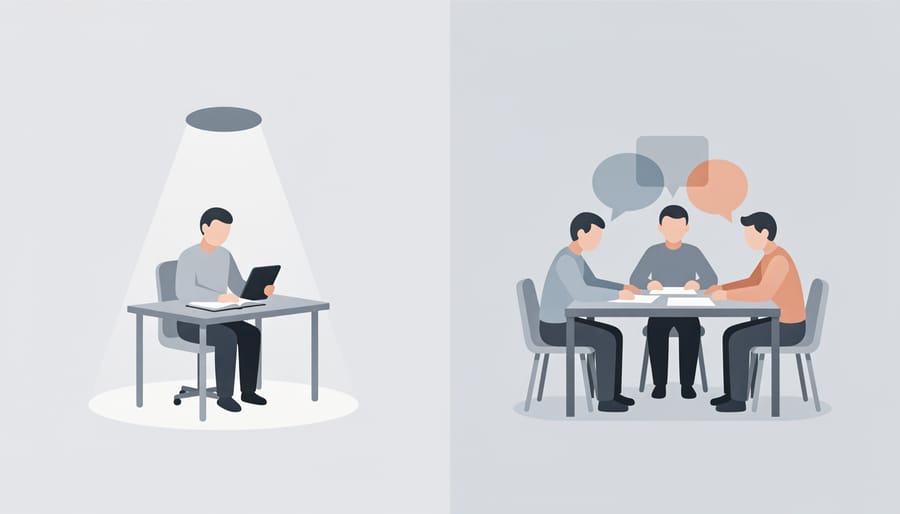 Conceptual desk scene symbolizing focused one-on-one study and collaborative semi-private learning.